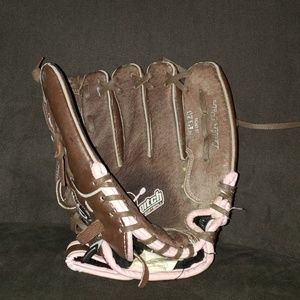 Pink trimmed softball glove